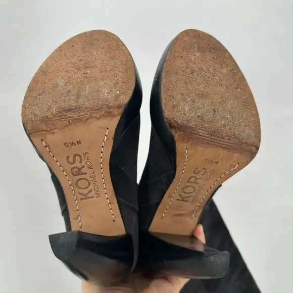 Michael Kors Knee High Boots Womens 5.5 Gray Suede Leather Old Money Luxury - Picture 5 of 7